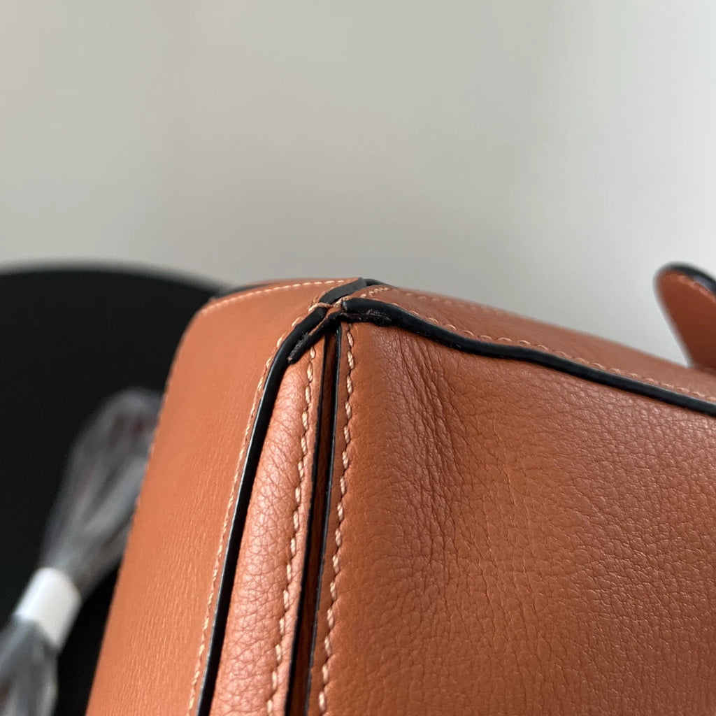 Authentic Loewe Puzzle Mini Caramel Brown Leather Geometric Handbag Crossbody