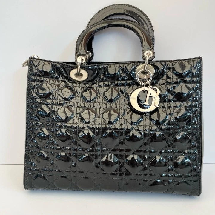 Dior Lady Dior Black Top Handle Excellent
