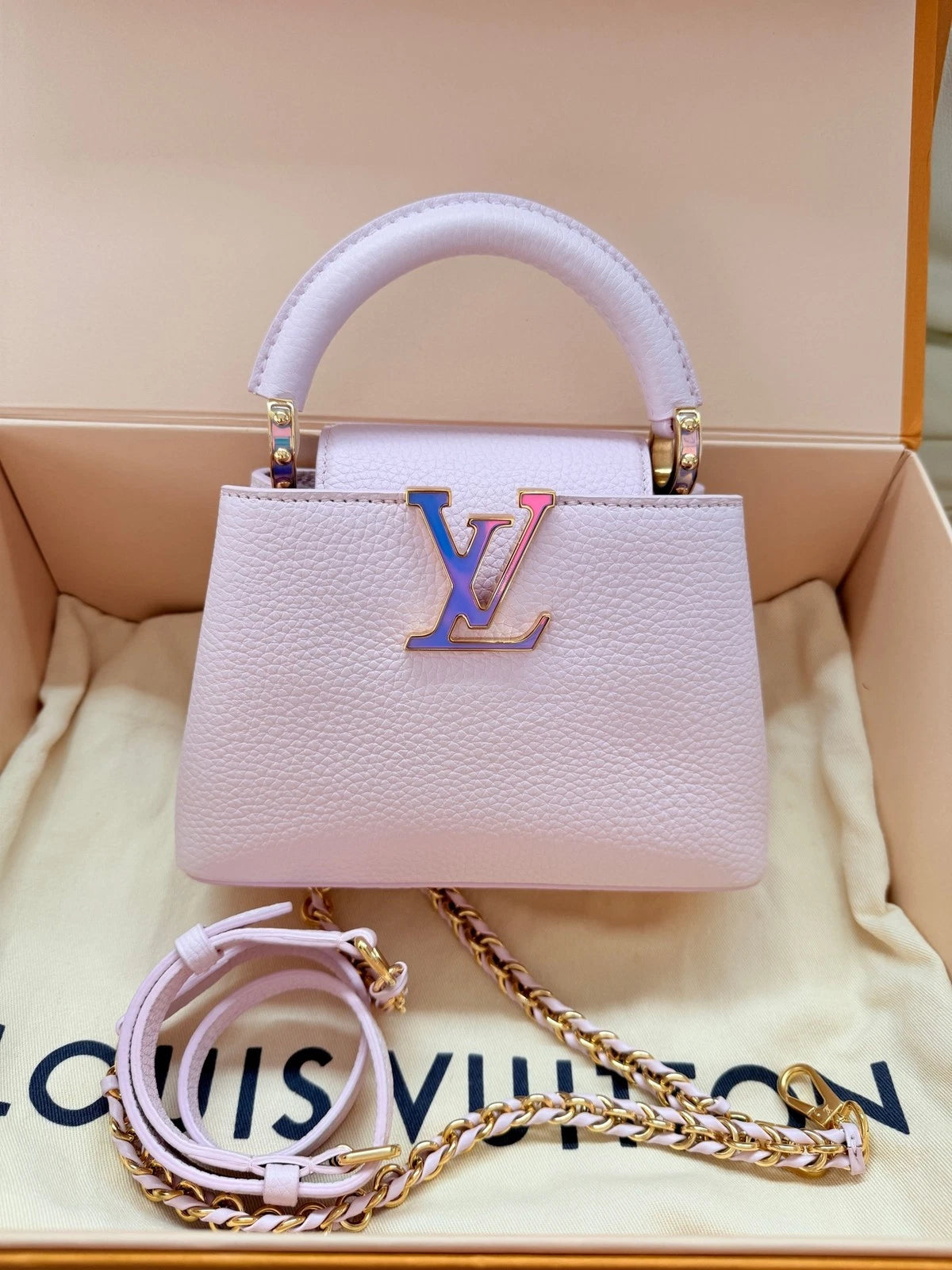Louis Vuitton Pink Capucines Mini Calfskin Handbag For Women
