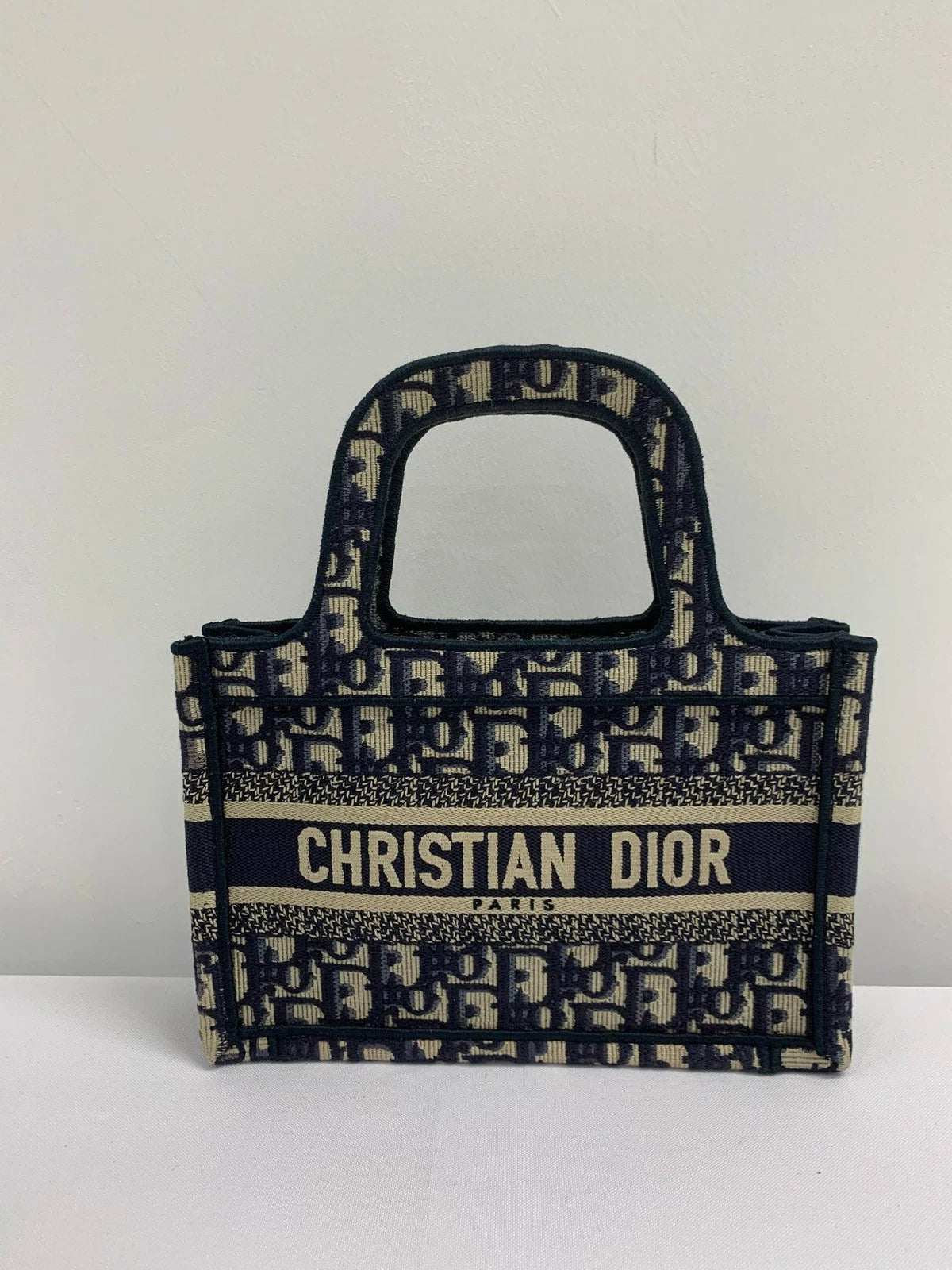 Dior Book Tote Denim Blue Tote Bag Excellent