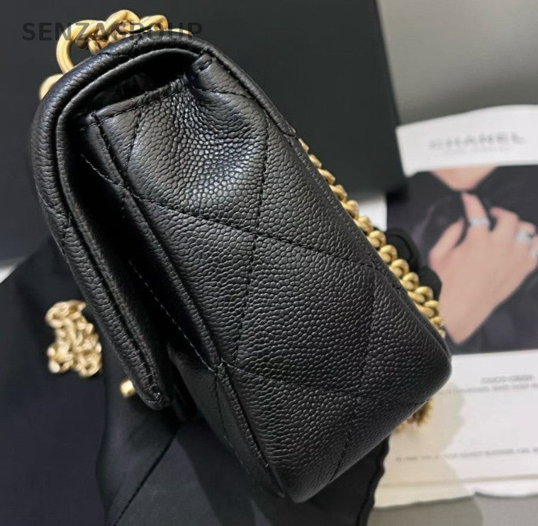 Chanel Classic Flap Chain Black Gold Diamond Shoulder Bag Women Classic Fashion