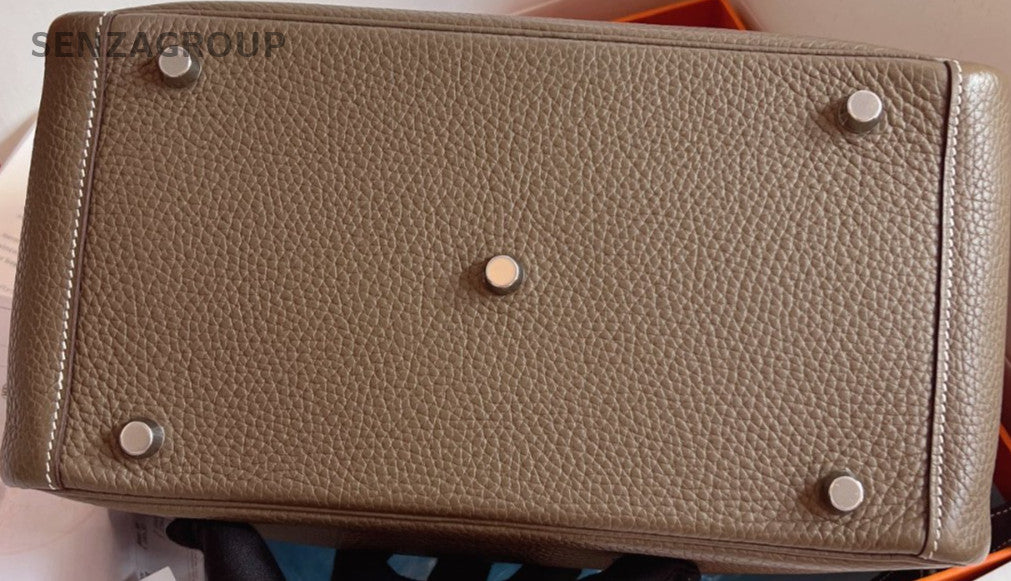 Hermes Lindy30 TC Leather Shoulder Bag Gray Silver Used Women Classic