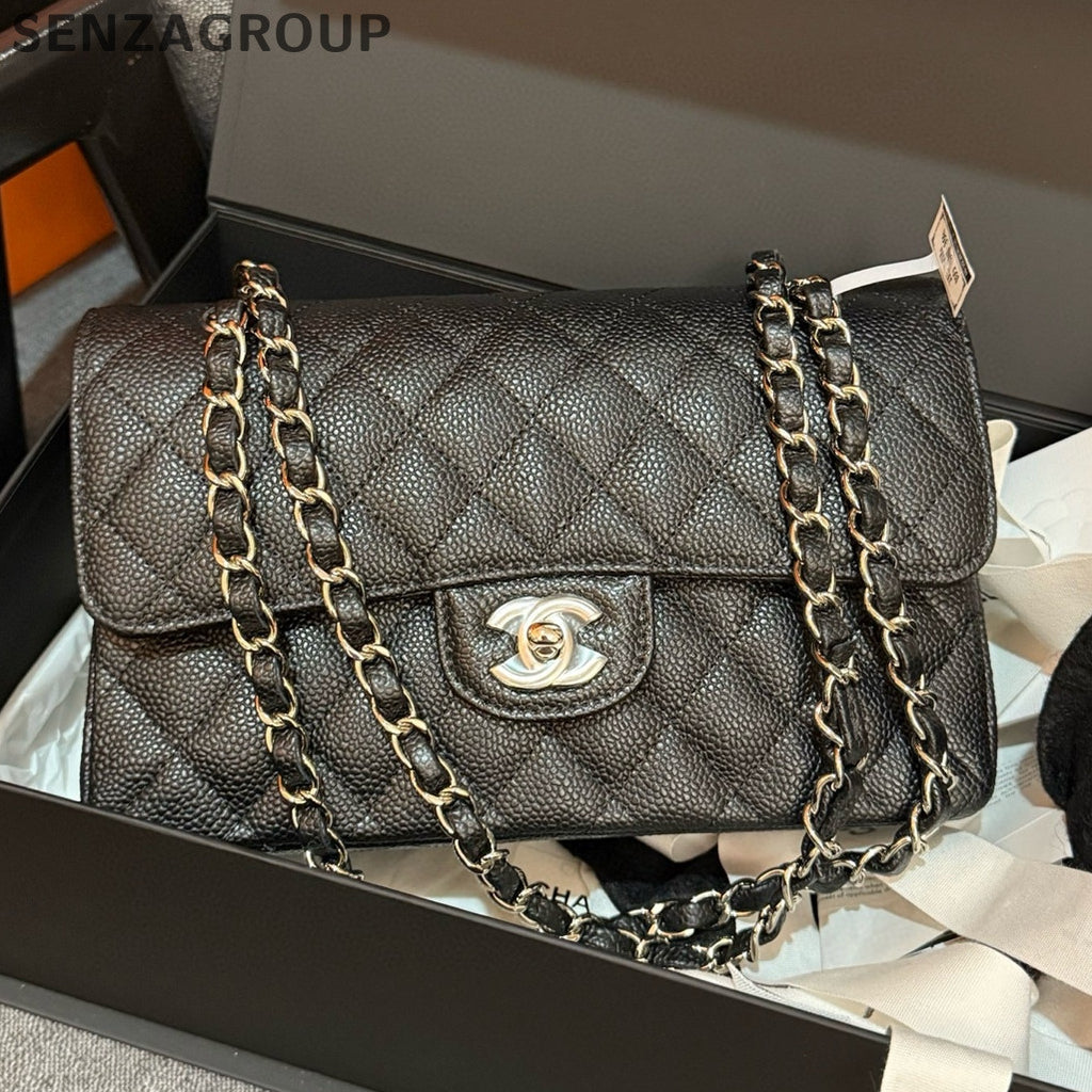 Chanel Black Silver CF Small Quilted Chain Shoulder Bag