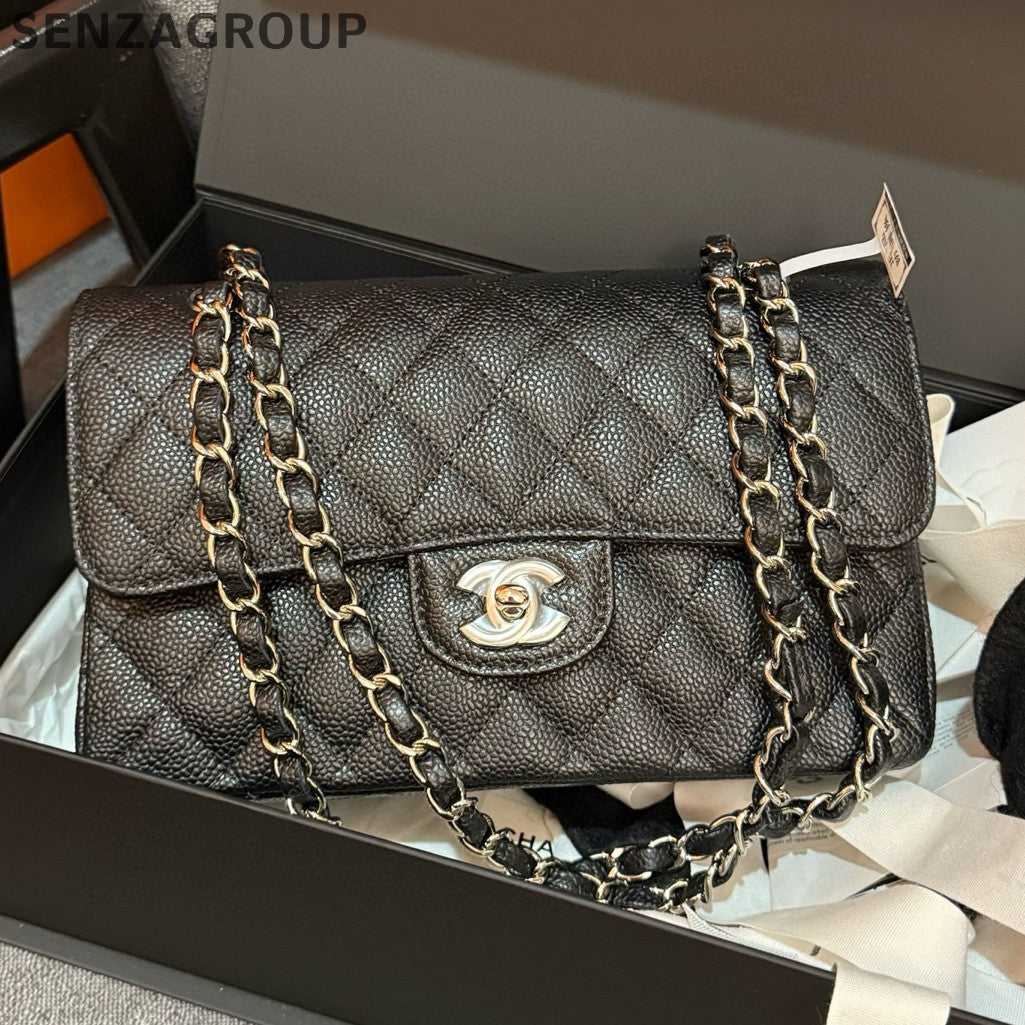 Chanel Black Silver CF Small Quilted Chain Shoulder Bag