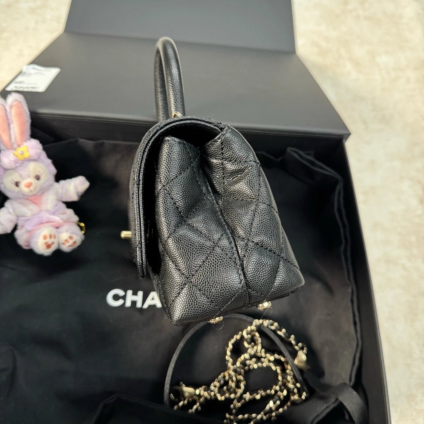 New CHANEL Coco Handle Mini Black Leather Top Handle Bag For Women