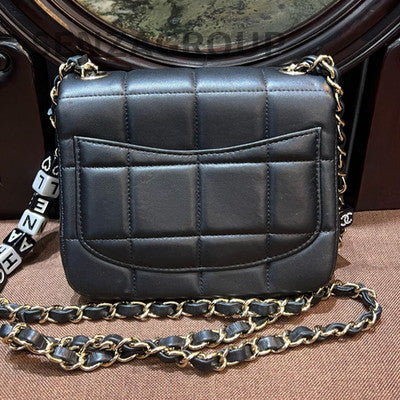Chanel Classic Quilted Chain Shoulder Crossbody Bag Black Gold