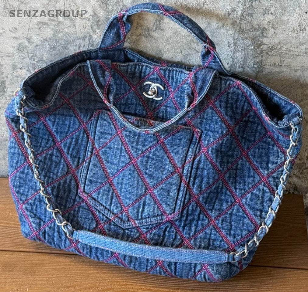 Chanel Diamond Top Handle Bag Chain Shoulder Bag Blue Red Silver Women