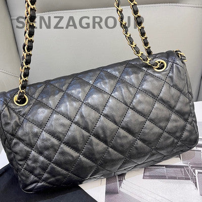 Chanel Classic Flap Black Caviar Gold Chain Shoulder Bag Quilted