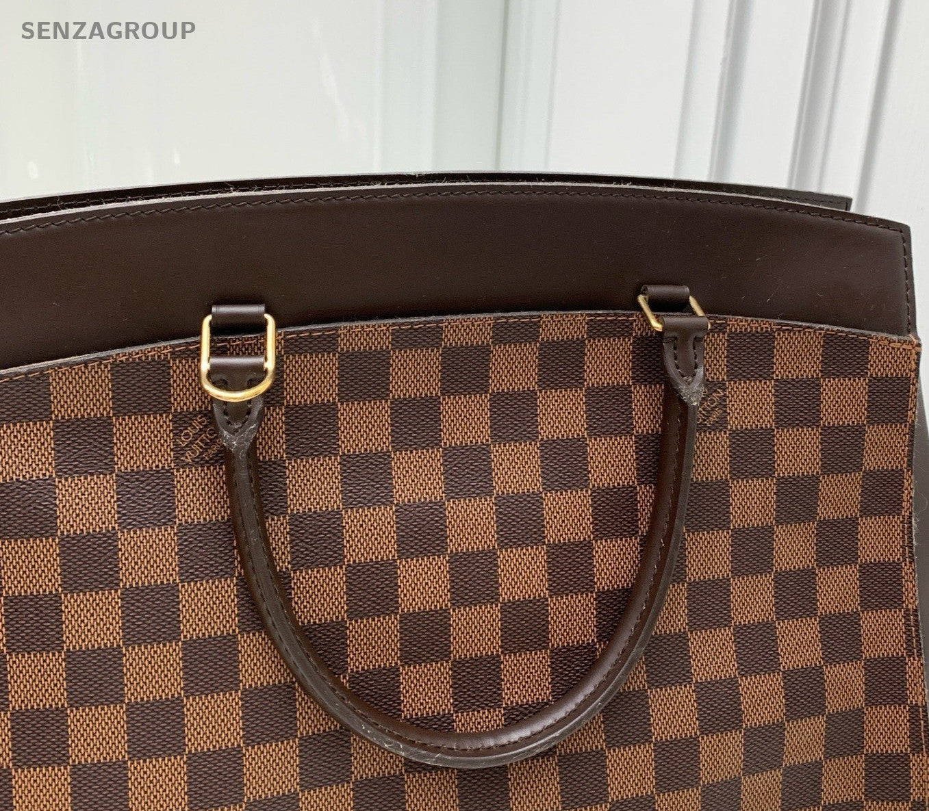 Louis Vuitton Damier 2Way Top Handle Bag Shoulder Bag Brown Gold Women Classic