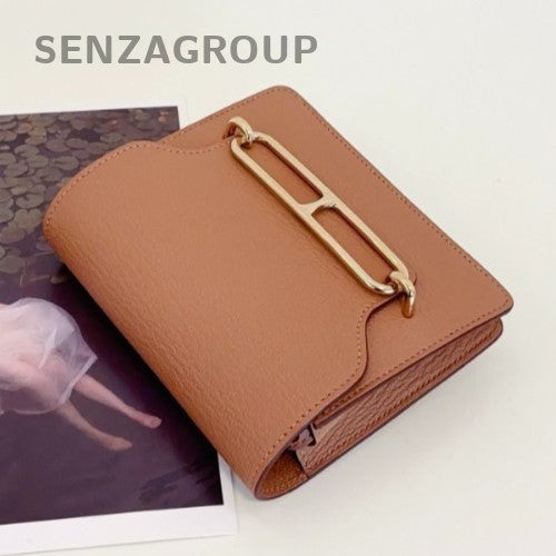 Hermes Roulis Slim 2Way Shoulder Bag Crossbody Brown Gold Women Classic