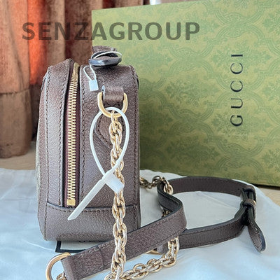 Gucci Ophidia GG Supreme Small Chain Shoulder Crossbody Bag Brown Gold