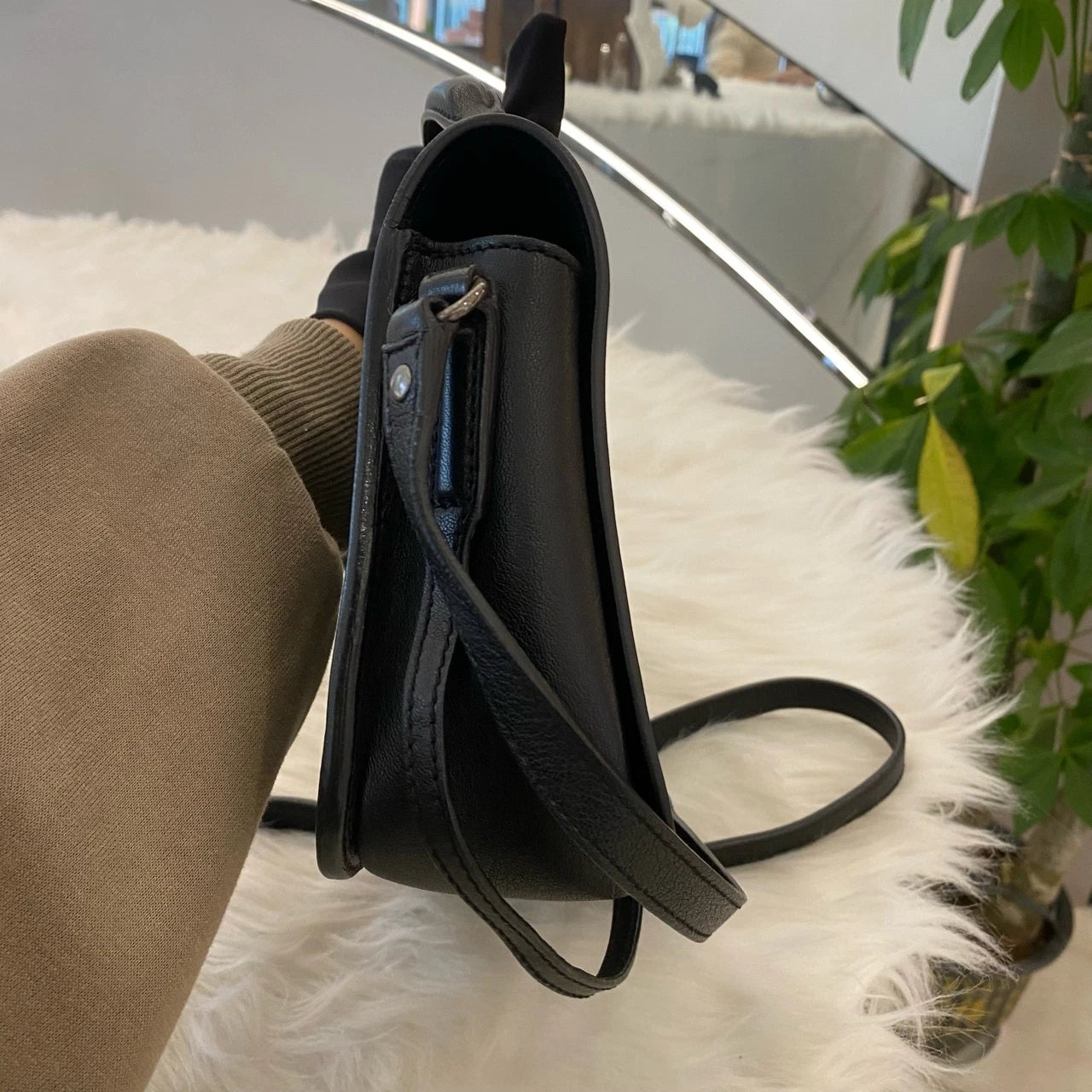 Saint Laurent Black Silver Messenger Bag, Classic Women's Handbag
