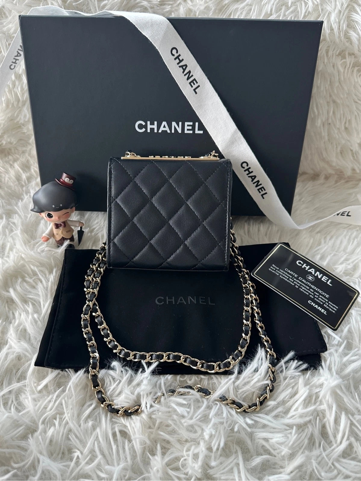 CHANEL Trendy CC WOC Mini Embossed Button Lambskin Bag For Women