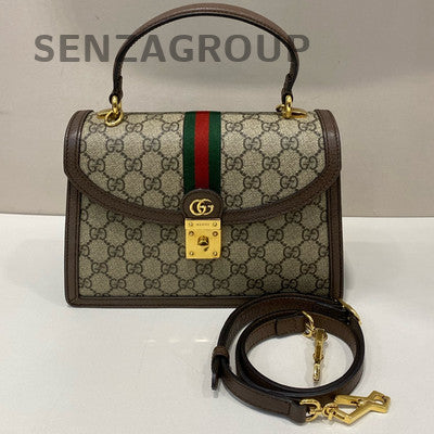 Gucci Ophidia Messenger Bag Brown Gold Women's Shoulder Handbag