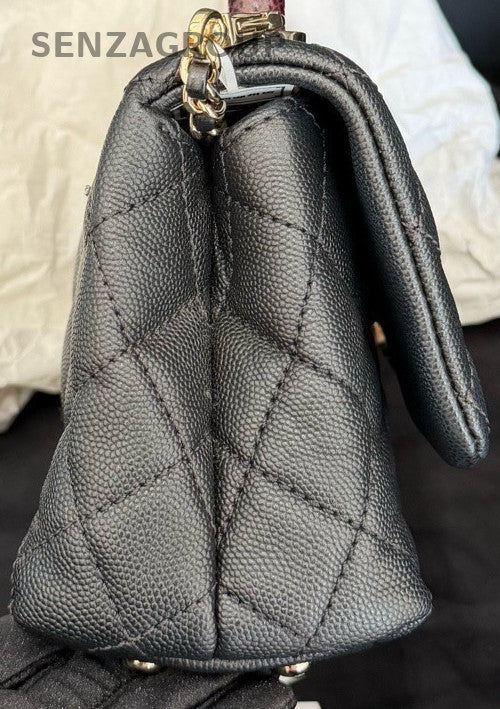 Chanel Coco Handle Mini Calfskin Top Handle bag Black Gold Women Classic