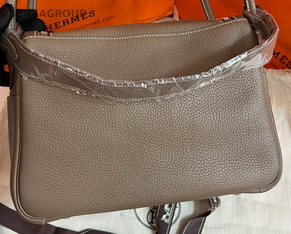 Hermes Lindy30 Shoulder Bag Gray Silver Used Women Classic Designer