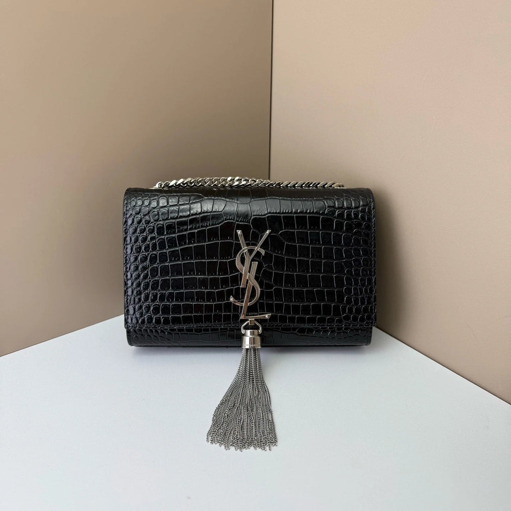 Saint Laurent Kate Black Silver Shoulder Bag For Women