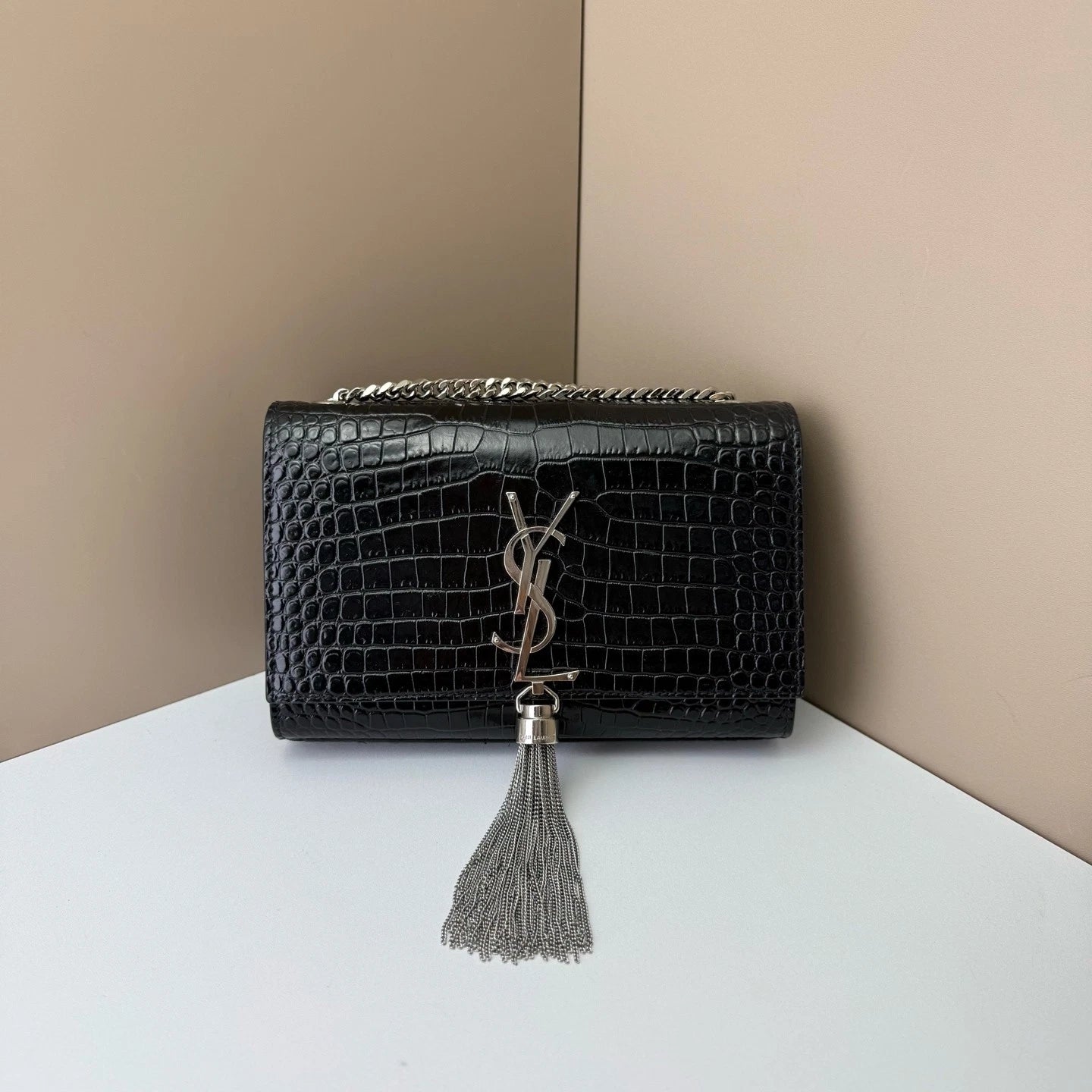 Saint Laurent Kate Black Silver Shoulder Bag For Women