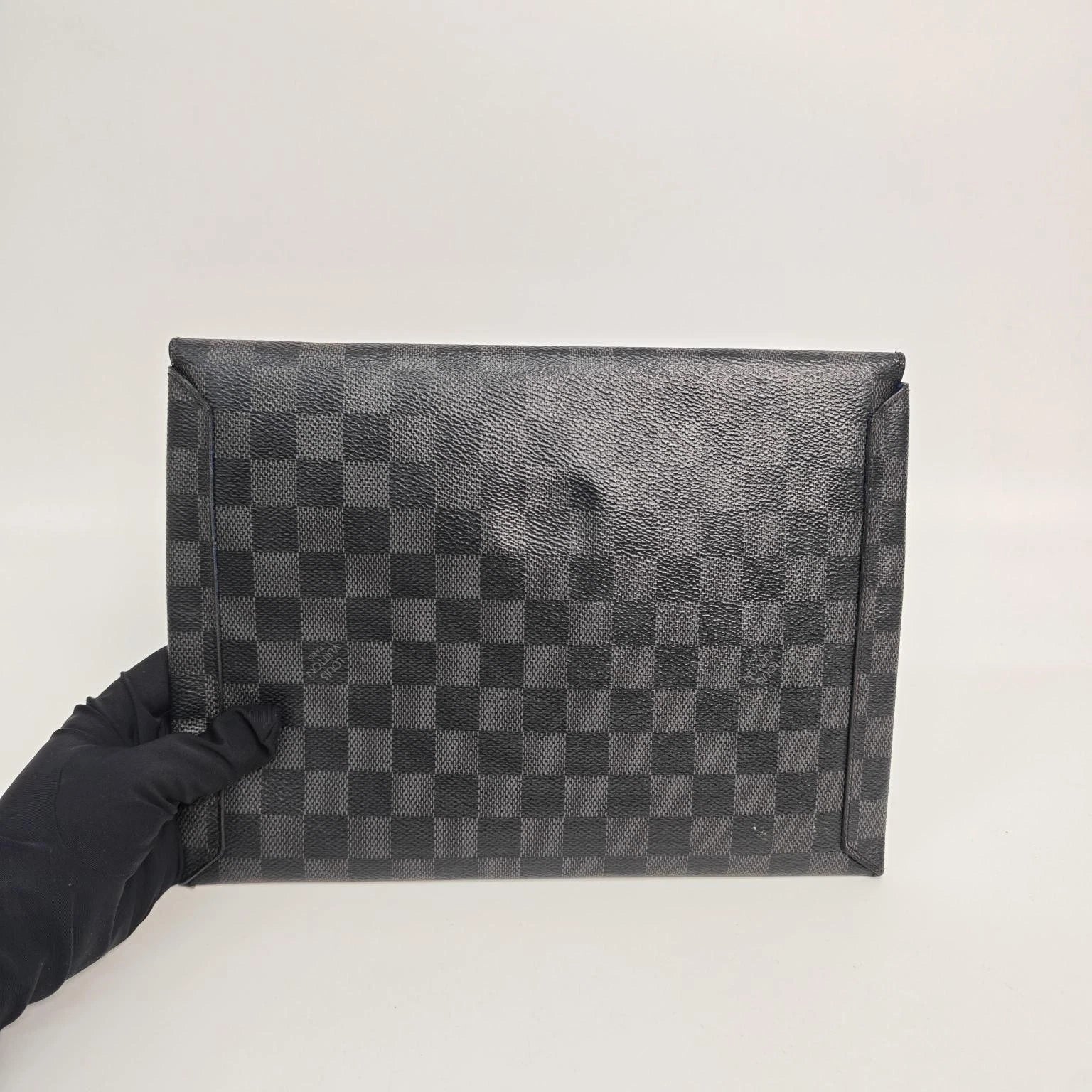 Louis Vuitton Black Grey Canvas Alpha Triple Clutch Bag For Women