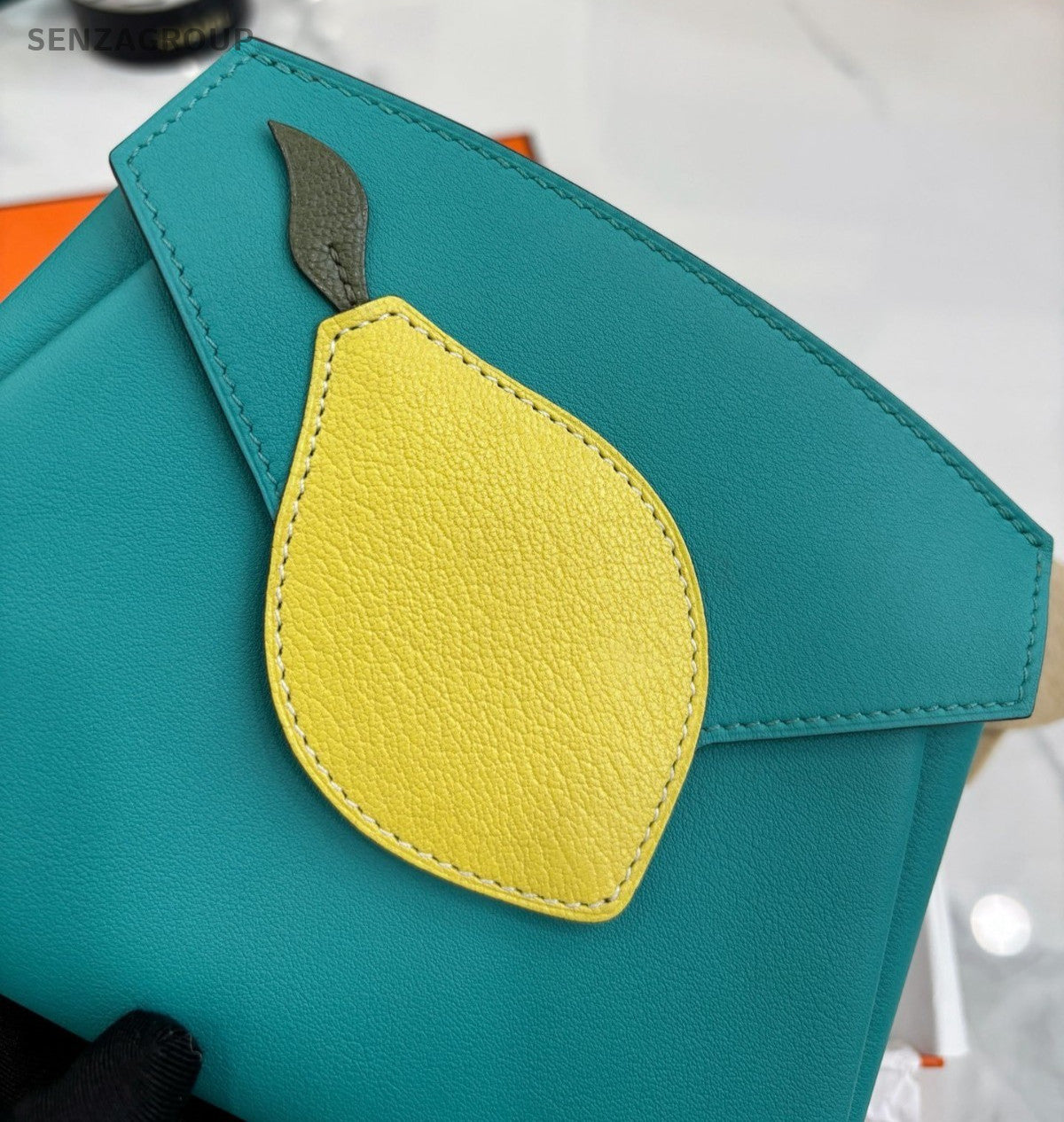 Hermès  Leather Clutch Handbag Green Lemon Yellow Women