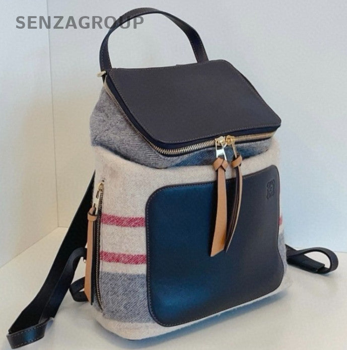 Mochila de ombro Loewe Goya PM couro de bezerro multicolorida feminina-