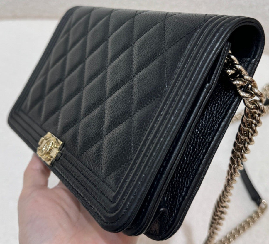 CHANEL Leboy Woc Chain Strap Calfskin Shoulder bag Crossbody Black gold