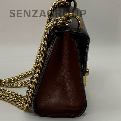 Gucci GG Marmont Padlock Small Shoulder Bag Brown Gold Chain