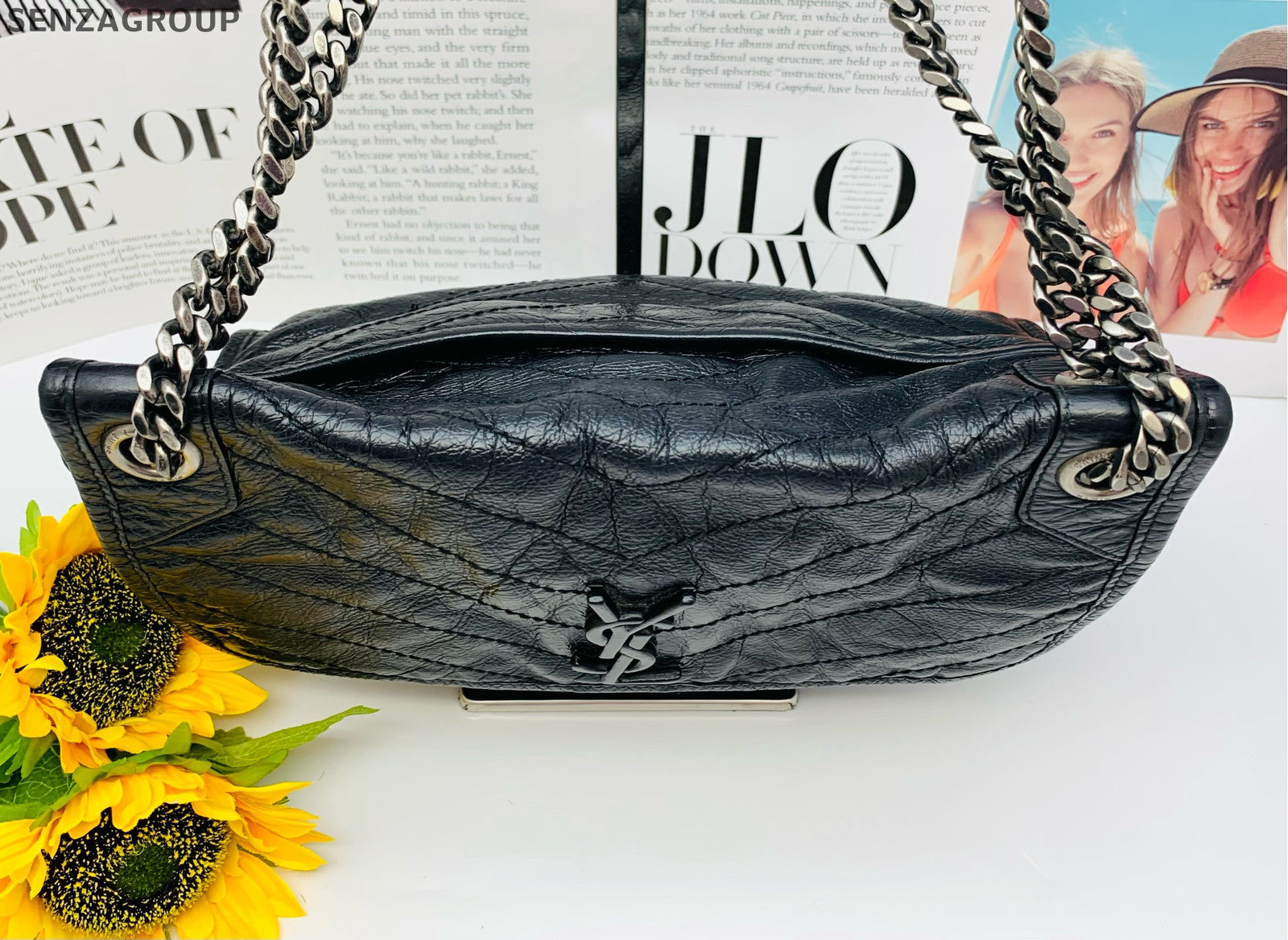 Saint Laurent YSL Niki Medium Black Silver Chain Shoulder Bag Classic