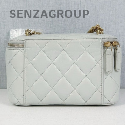 Chanel Camellia Cosmetic Case White Gold Chain Shoulder Crossbody Bag