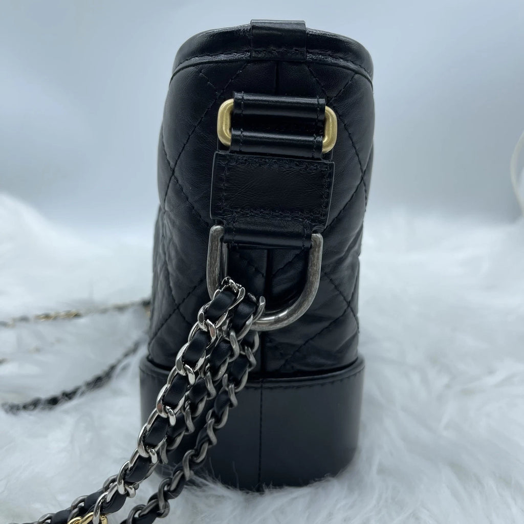 CHANEL Gabrielle Vintage Black Calfskin Shoulder Crossbody Bag For Women