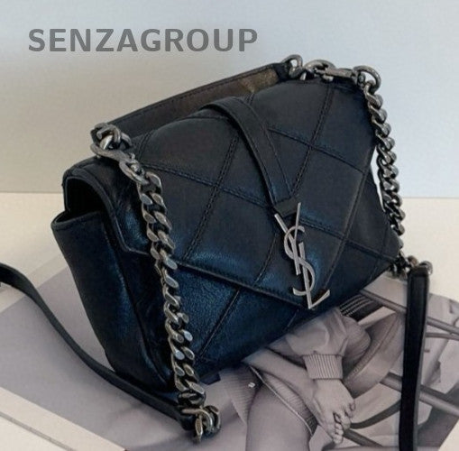 YSL Saint Laurent College Black Silver Shoulder bag Crossbody