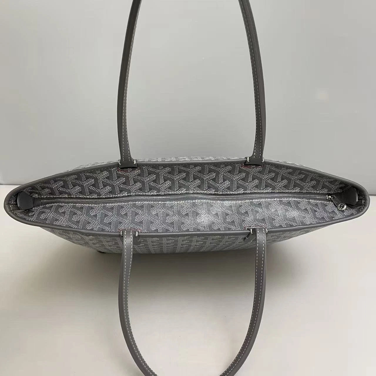 Goyard Monogram Canvas Tote Shoulder Bag Gray Silver Women Classic