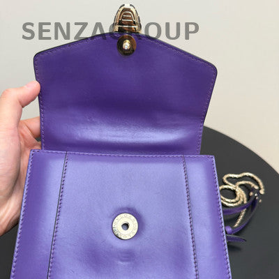 Bvlgari Serpenti Shoulder Bag Purple Silver Chain Classic Women's