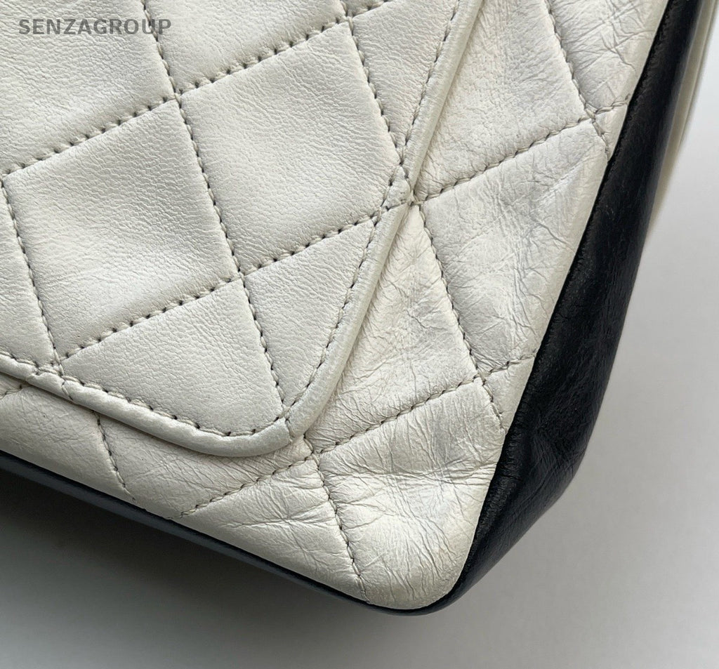 Chanel Classic Flap Vintage Chain Shoulder Bag White Gold Diamond Used Women