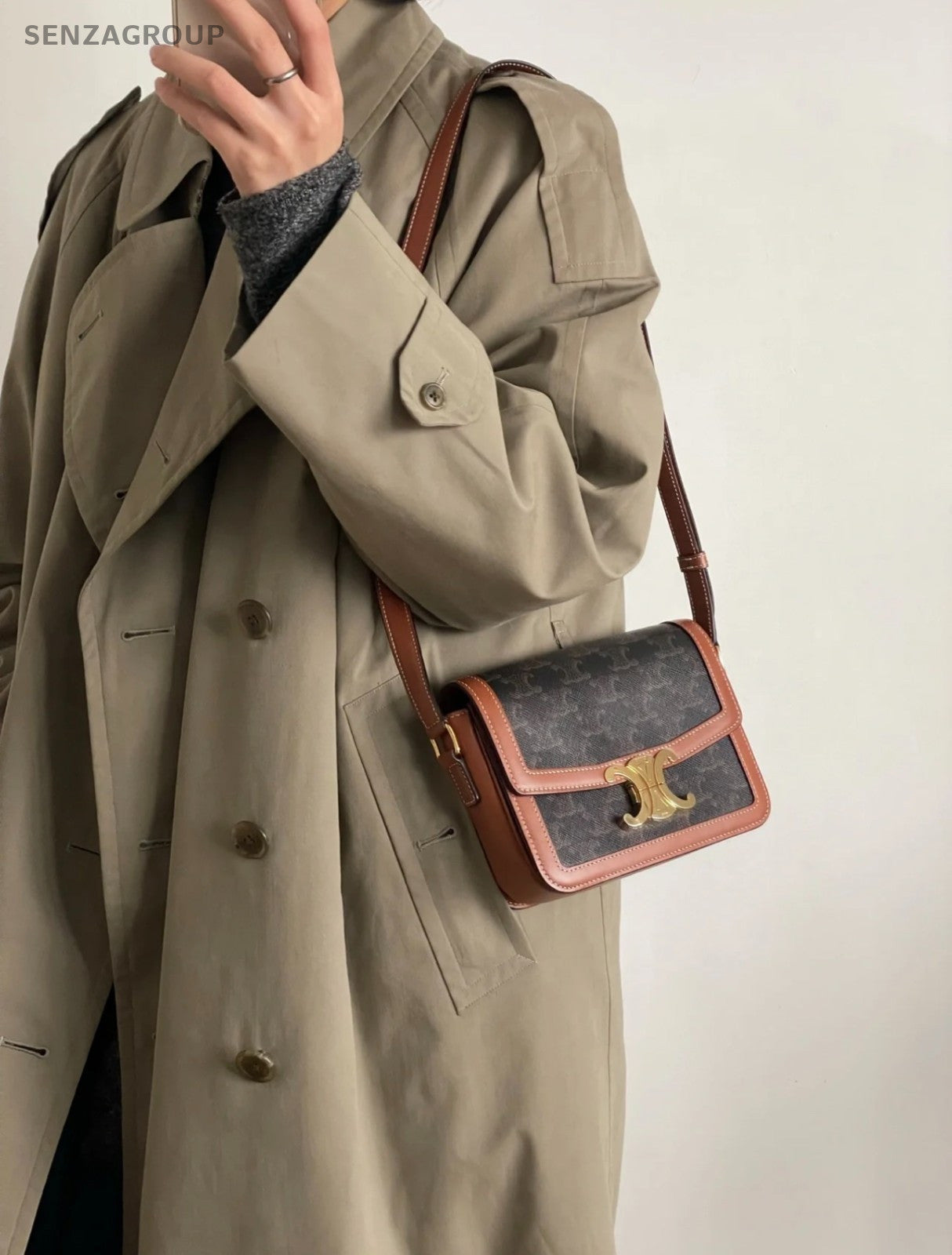 Celine Triomphe Teen PM Monogram Shoulder bag Crossbody Women Classic
