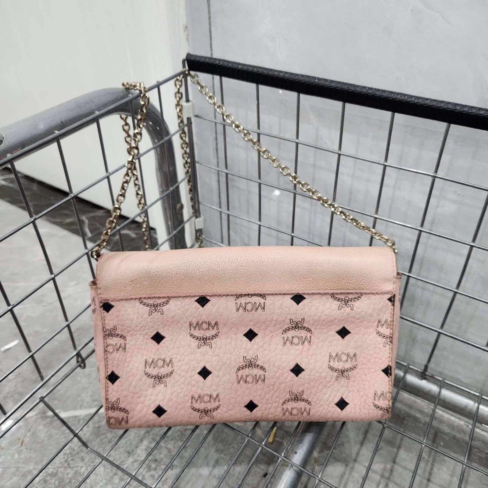MCM Pink Monogram Chain Shoulder Crossbody For Women