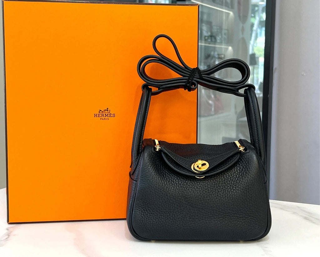 Hermes Mini Lindy Black Gold Handbag For Women