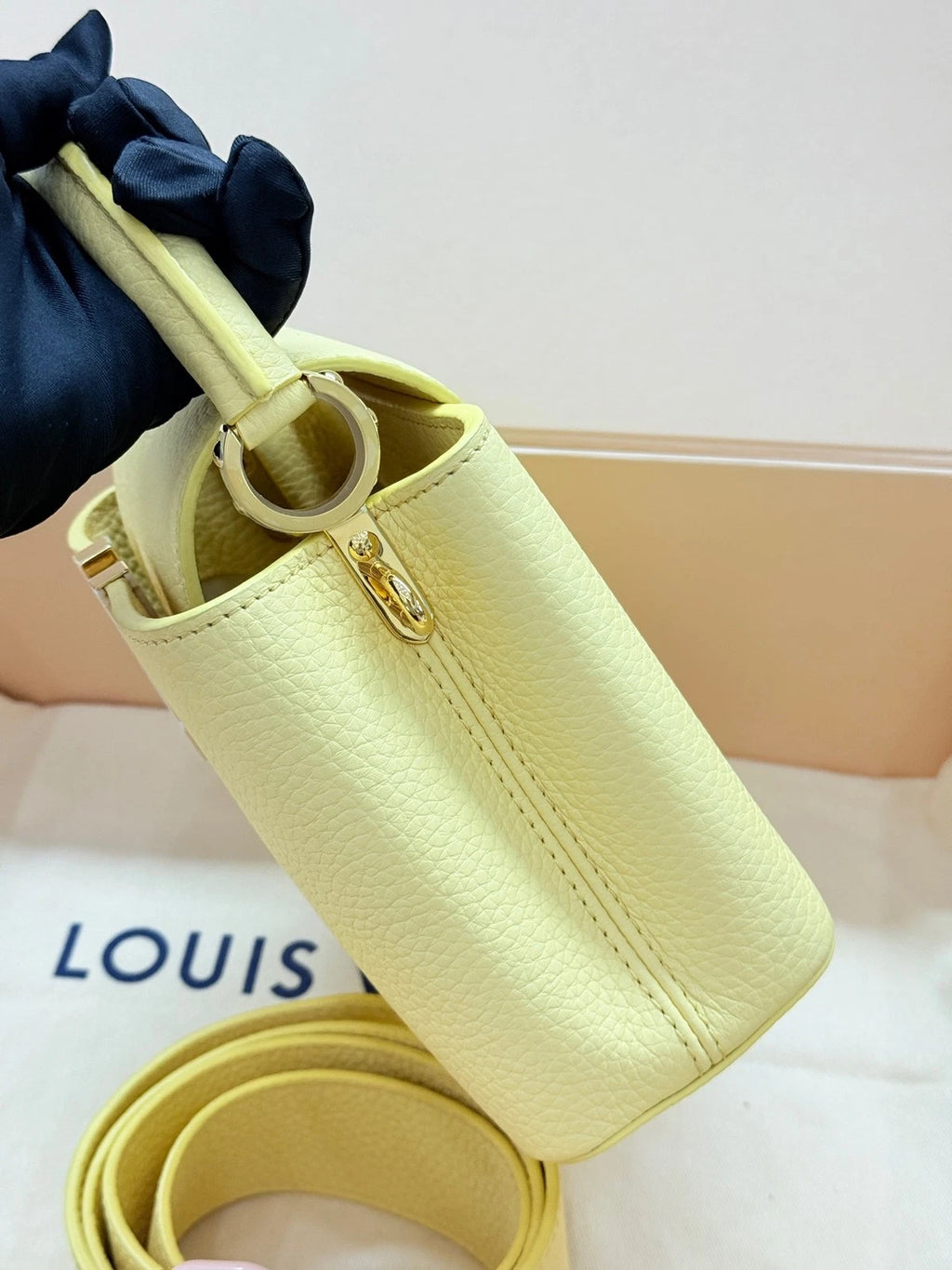 Louis Vuitton Calfskin Capucines Mini Shoulder Bag for Women Yellow