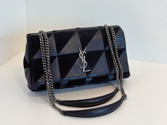 PRADA Jamie Kate MM Suede Chain Shoulder Handbag Black Women