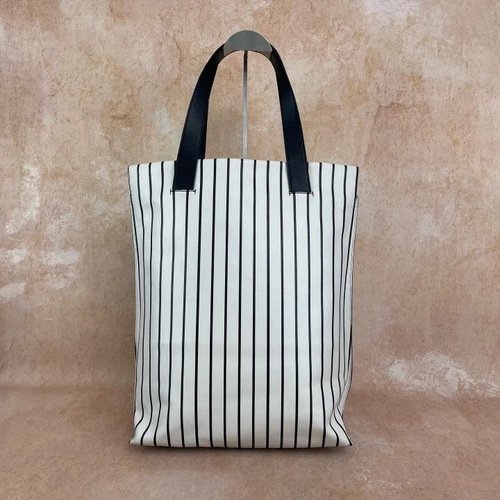 Loewe Canvas Women's Black White Stripe Vertical Tote Shopping Bag