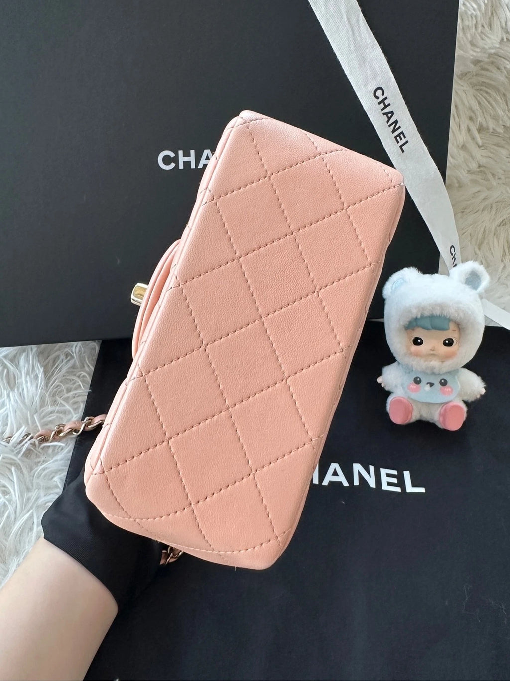 CHANEL Light Pink Lambskin Square Crossbody For Women