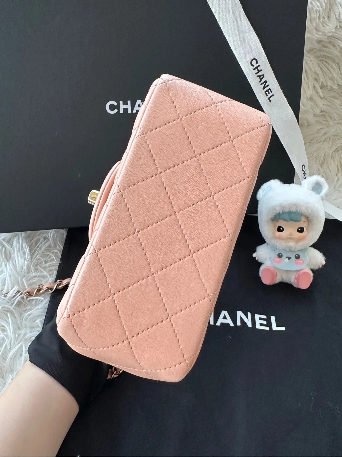 CHANEL Light Pink Lambskin Square Crossbody For Women
