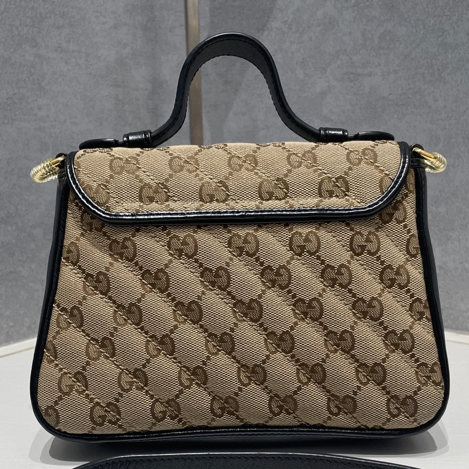 Gucci Marmont Brown Black Gold Buckle Messenger Shoulder Bag Women