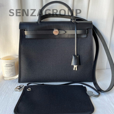 Hermès Herbag 31 Black Silver Tote Shoulder Bag Classic Women