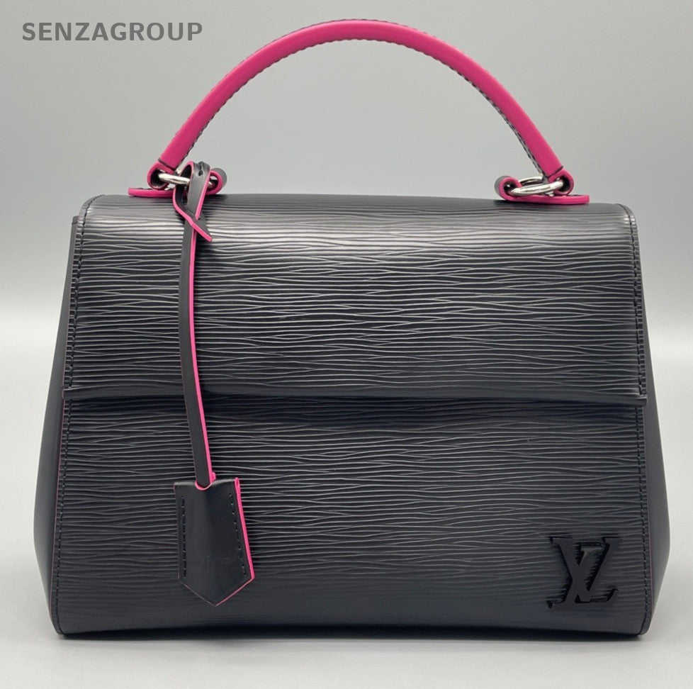 Louis Vuitton Epi Leather Top Handle Bag Black Silver Women Classic