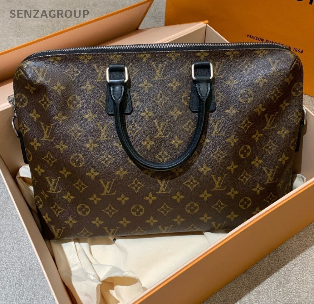 Louis Vuitton Briefcase Monogram Top Handle Handbag Brown Classic