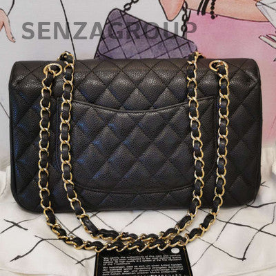 Chanel Classic Flap Medium Black Caviar Leather Shoulder Crossbody Bag