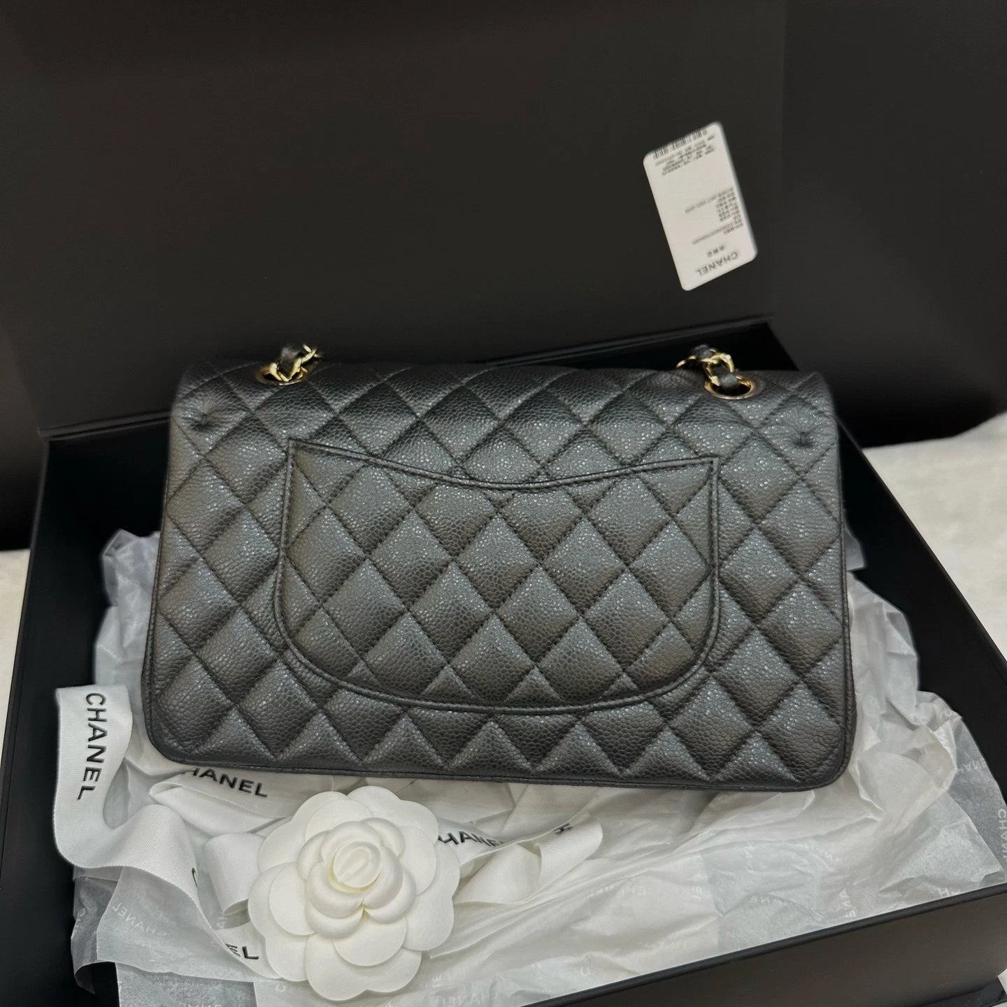 CHANEL CF Medium Gray Gold Hardware Shoulder Bag For Women