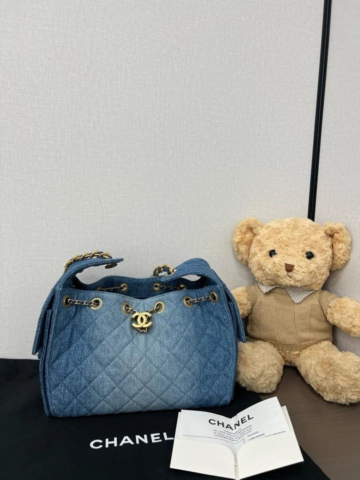 CHANEL 26P Denim Blue Small 25Bag Tote Bag For Women