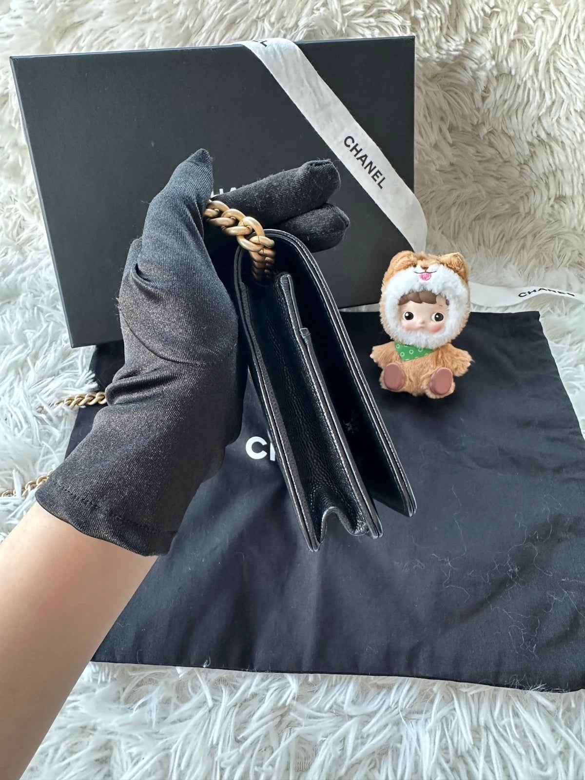 Authentic CHANEL LeBoy WOC Small Black Leather Crossbody For Women